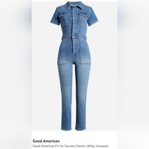 Good American Light Blue Denim Utility Jumpsuit